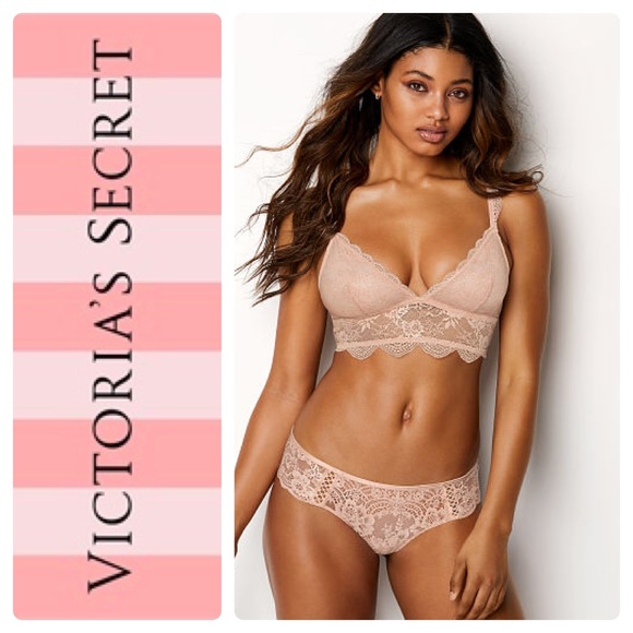 Victoria's Secret Other - $5 in Bundles New Victoria Secret Floral Lace-trim Hipster Thong Panty Nude
